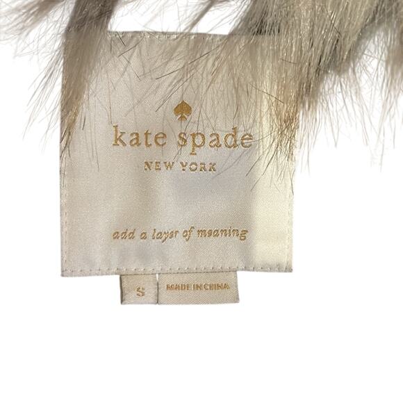 KATE SPADE NEW YORK Wool Coat w/ Faux Fur Collar Black Small - Picture 16 of 16